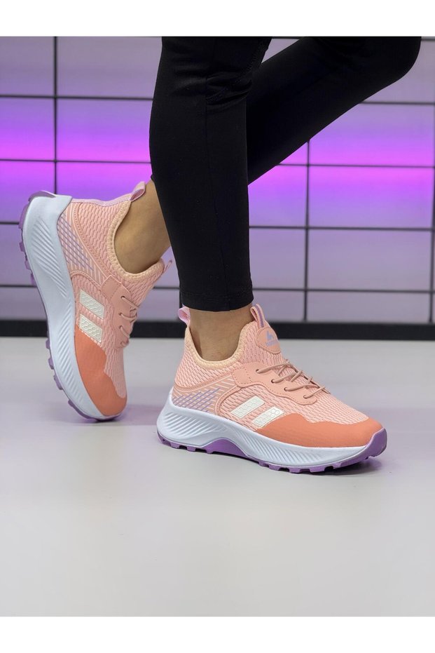 Unisex Children's Lace-Up Poly Sole Knitwear Sports Shoes-Powder-Lilac