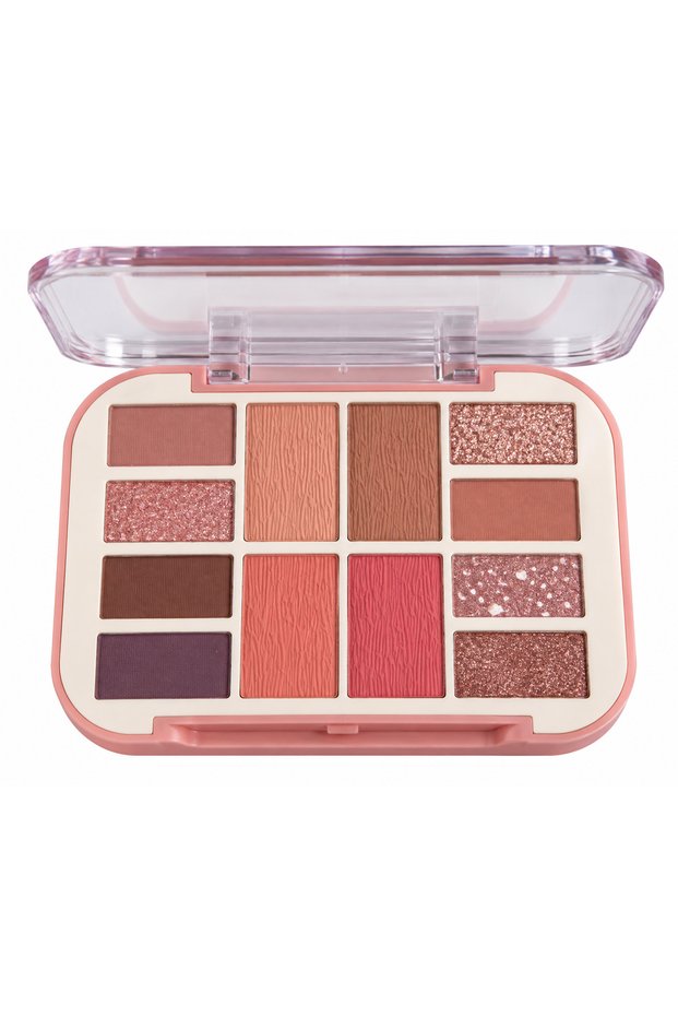 12-Color Eyeshadow, Blush, and Bronzer Palette – Matte and Shimmer Multi-Purpose Makeup Palette