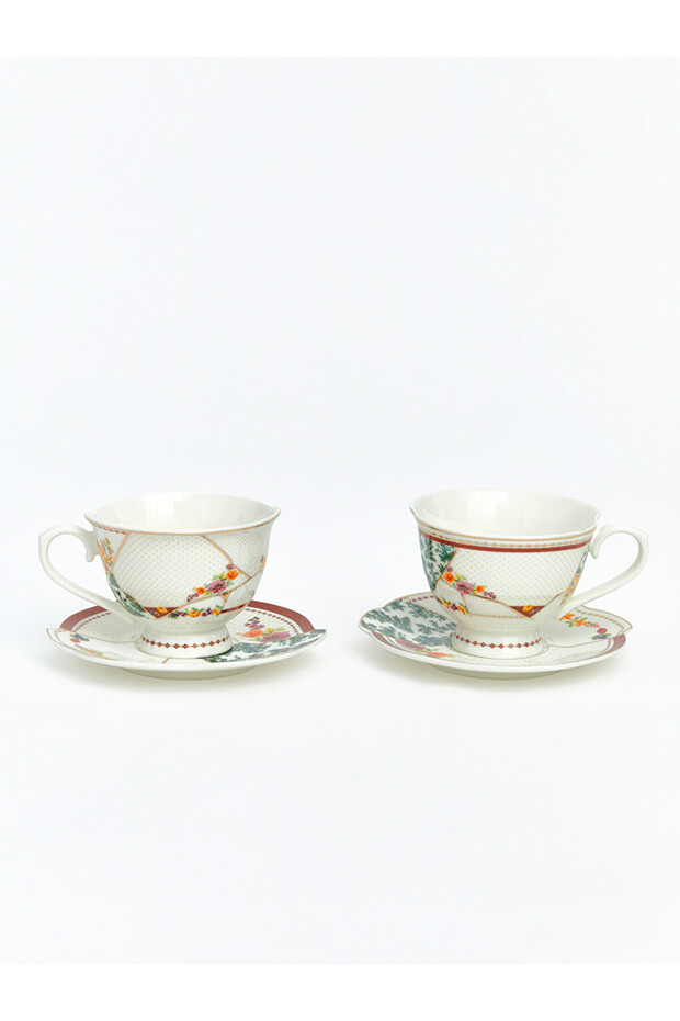 I Flower Embroidered 2-Person Porcelain Tea Cup Set 220 ml from Freezen Store