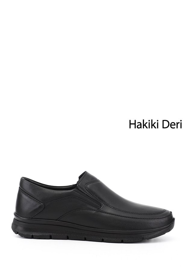 Black Genuine Leather Round Toe Casual Men's Shoes 42132