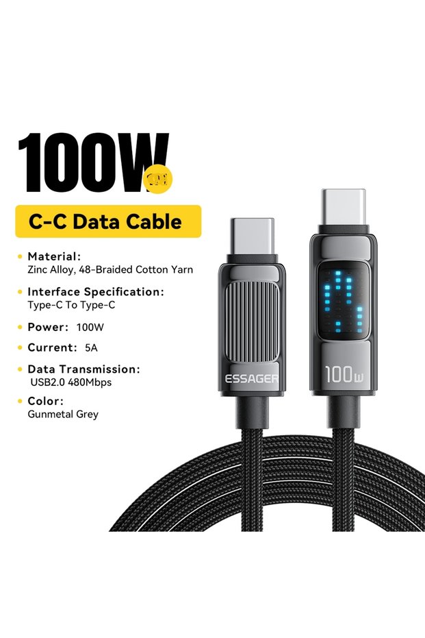 1m Type C to Type C 100W USB Type C To USB C Cable PD Fast Charging Charger Wire For