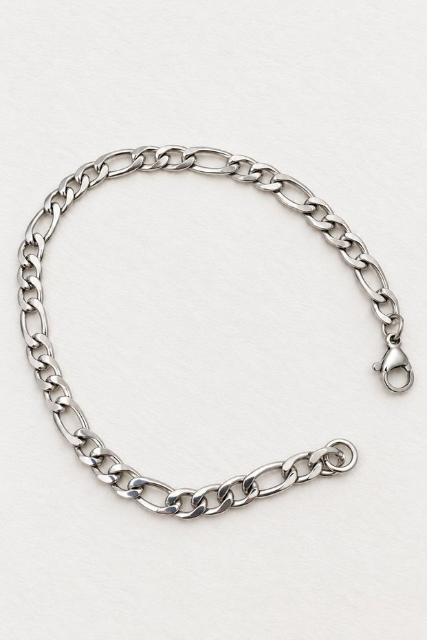 Stoneless Plain Chain Bracelet 316L Stainless Steel Silver Color Adjustable - Unisex