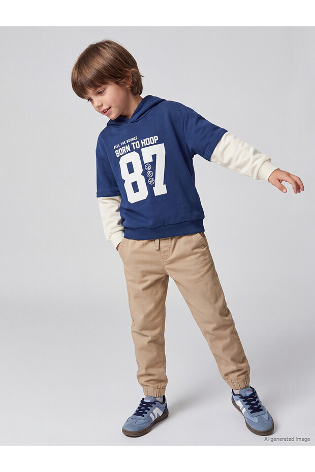Peak New Season Beige Fleece Lined Boys' Jogger Pants