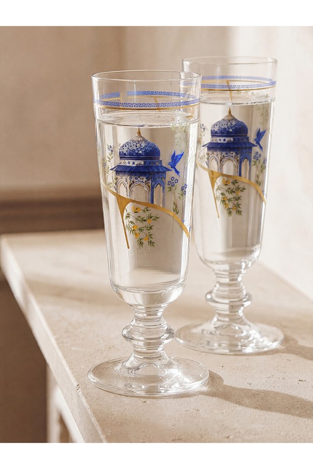 Sparkling Choices from Shining Store 2-Piece Printed Glass Water Cup 180 ml