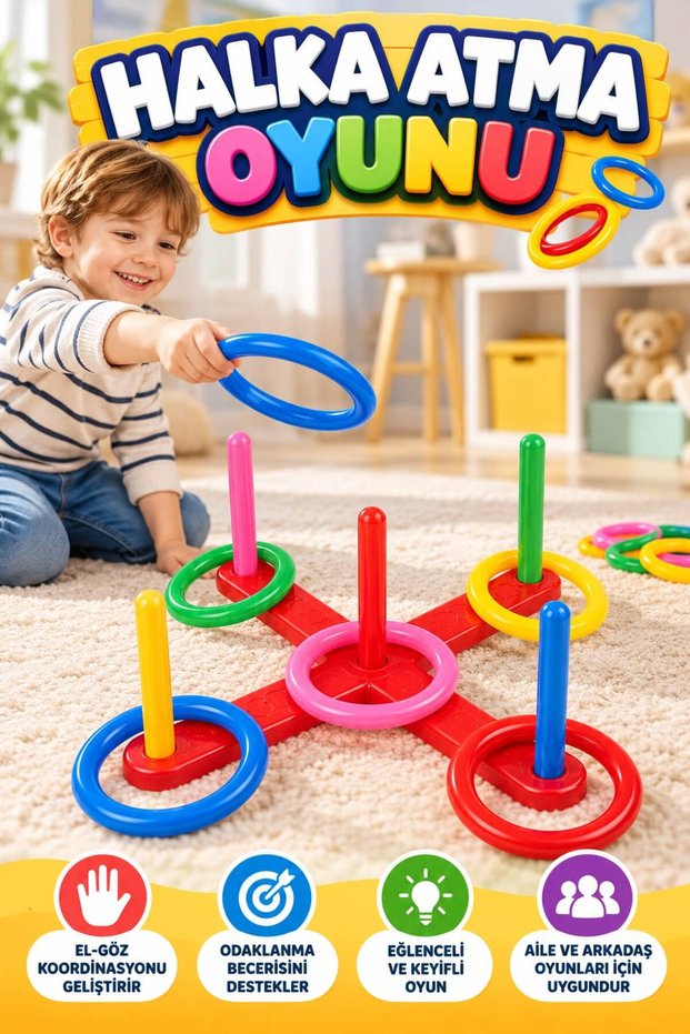 Colorful Ring Target Game Fun Attention and Focus Enhancing Montessori Ring Toss Toy
