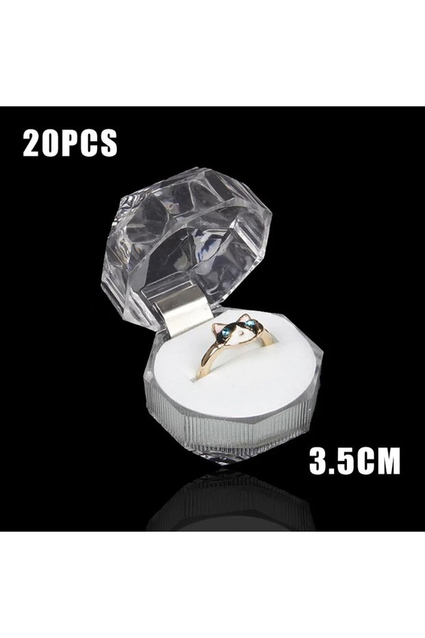 3.5CM 20pcs 20PCS Acrylic Crystal Ring Boxes Storage Display Box Storage Organizer Case Clear Packag