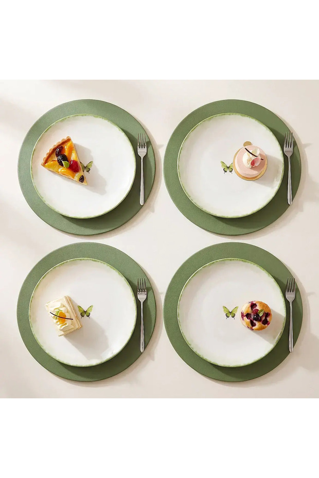 Flora Butterfly Patterned 4-Piece 20 cm Flat Plate 4883