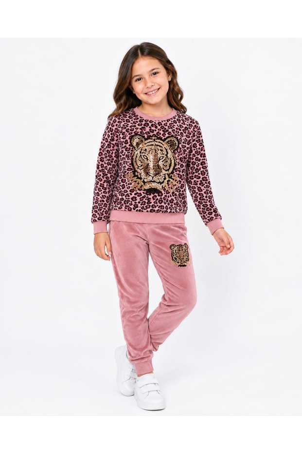 Velvet Tiger Sequin Embroidered Leopard Suit