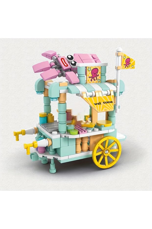 Pink 1 Bag Small Particles City Strect View Series Takeaway Car Food Truck Tricycle Auto Retail Stor