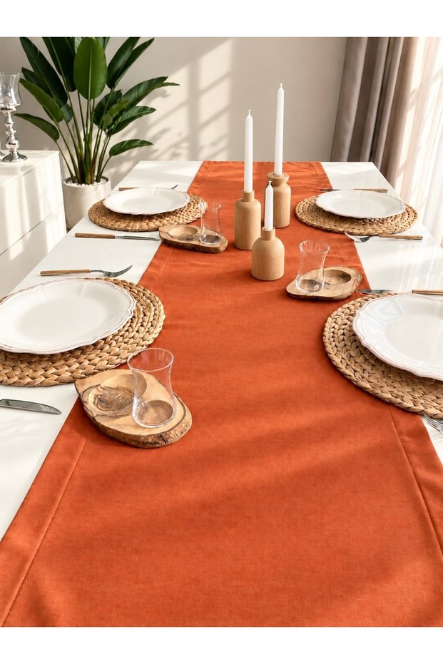 İnci Dertsiz Velvet Textured Tile Cinnamon Runner