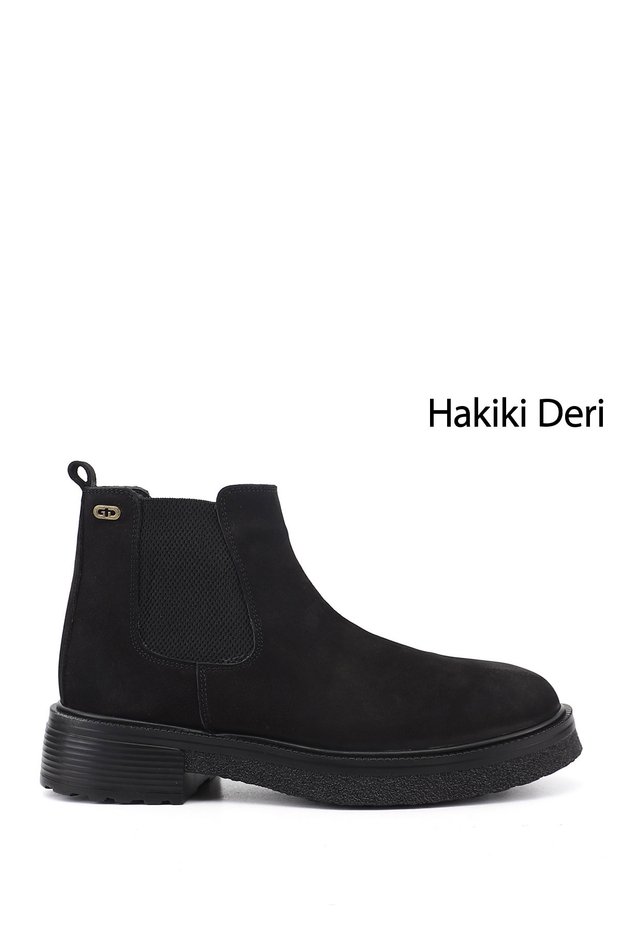 Men's black nubuck genuine leather chelsea boots