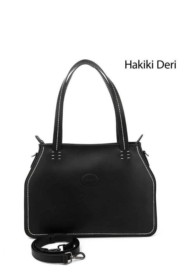 Women's Black Genuine Leather Hand and Shoulder Bag