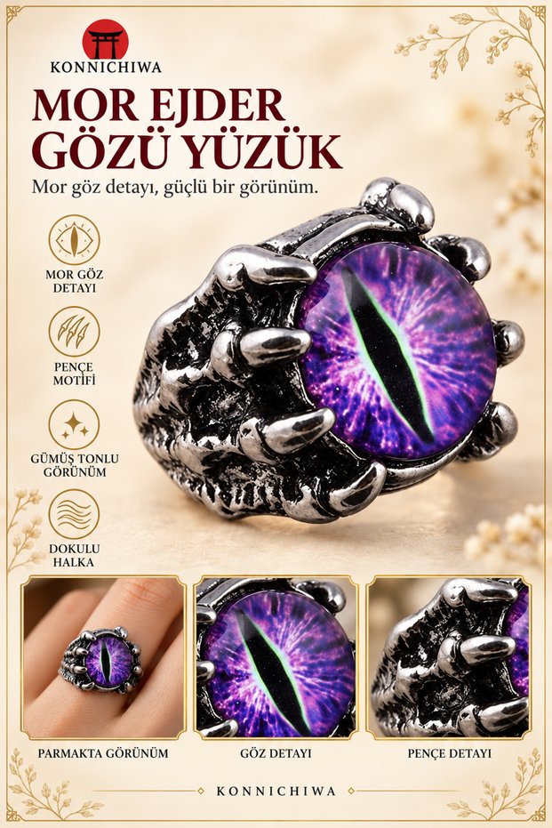 Gothic Vintage Dragon Eye Ring for Men Women