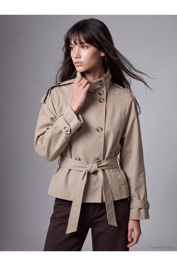 Sparkling Choices from Shining Store Women's Trench Coat with High Collar and Loose Fit