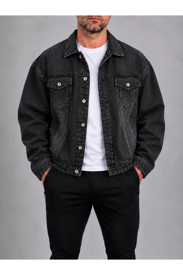 Men's Black Oversize Denim Jeans Jacket