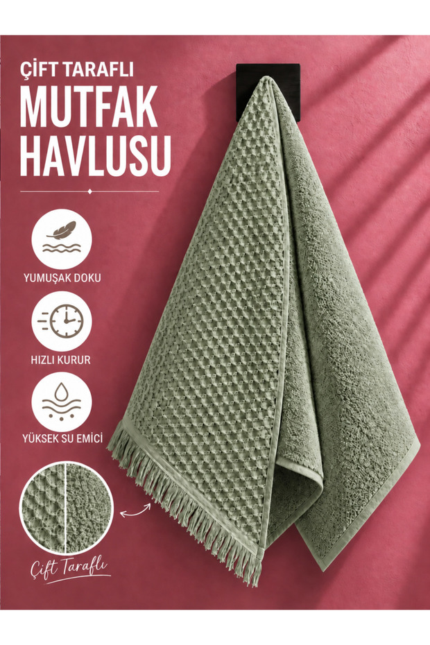 100% Cotton Double-Sided Kitchen Towel 50X75 cm Fringed Textured High Water Absorbency