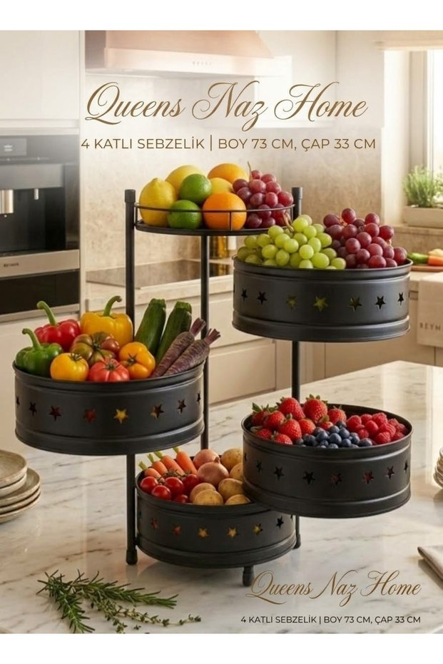 4 Katlı Metal Sebzelik