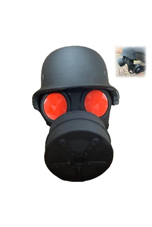 red Trailer Hitch Cover With Steel Helmet And Gas Mask 3D Printed Trailer Hitch Ball Cover Prevent R