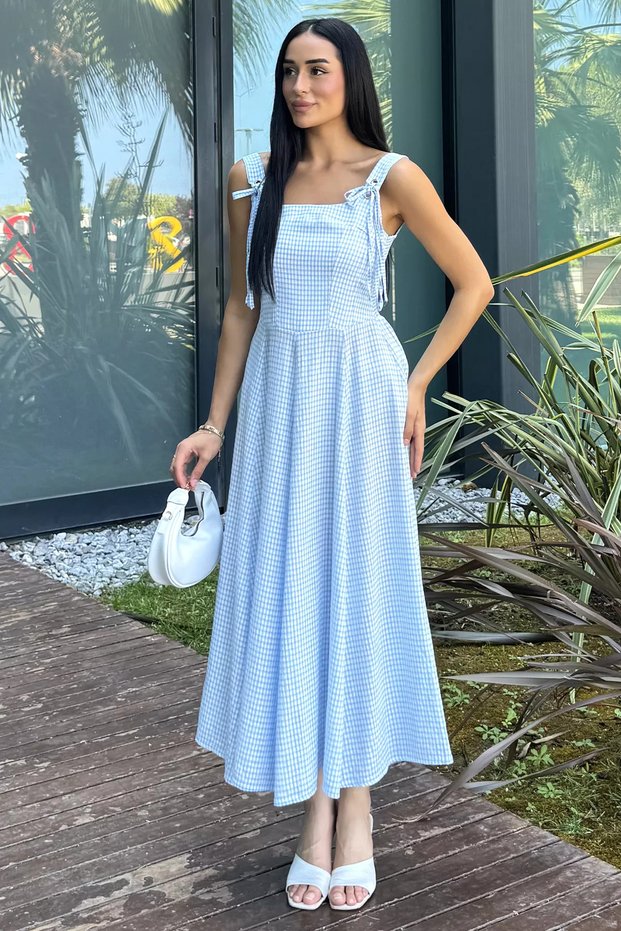 Gülseli Shoulder Tie Patterned Dress