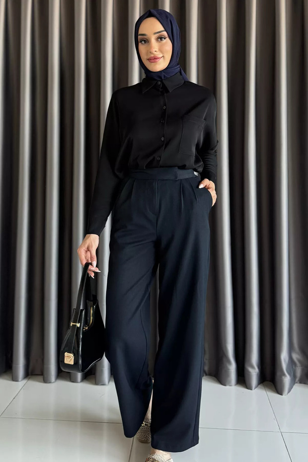 Women's High Waist Velcro Wide Leg Palazzo Hijab Pants