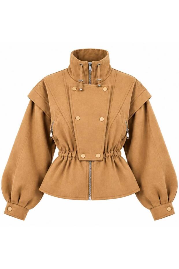 Women's Beige Wool Blended Cashmere Coat 1234640 Eva-1