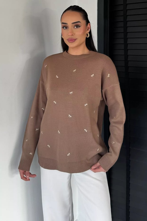 Women's Ribbon Embroidered Knitwear Sweater (Available in M-L-Xl)