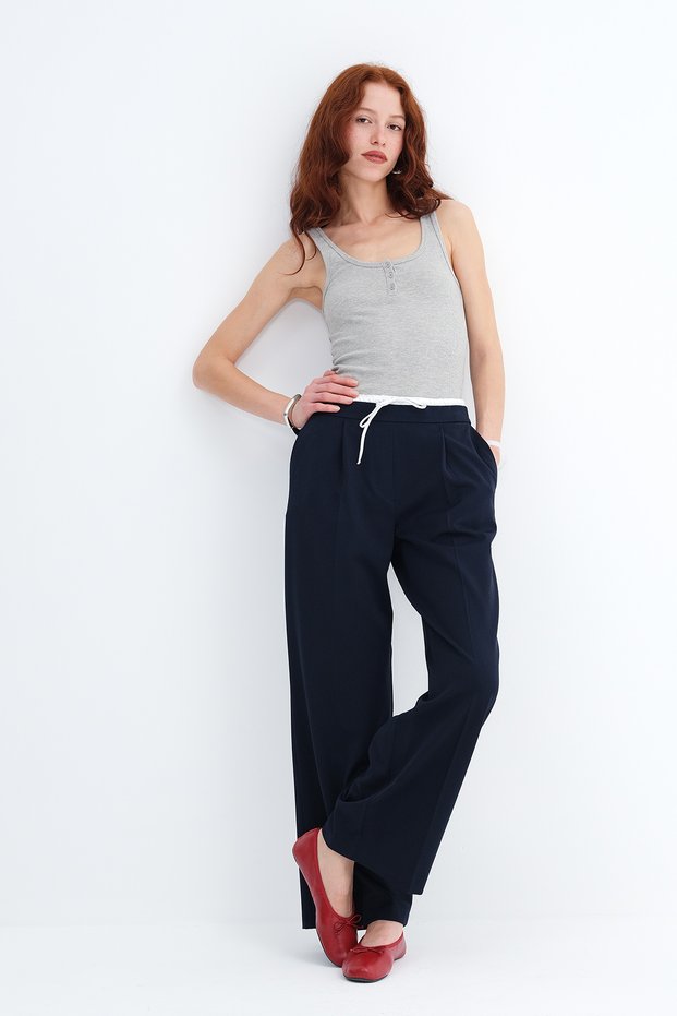 Double Waist Detailed Trousers Pn1433