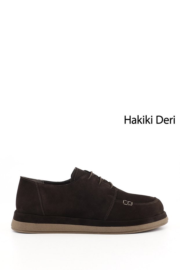 Women's Brown Suede Lace-Up Genuine Leather Shoes