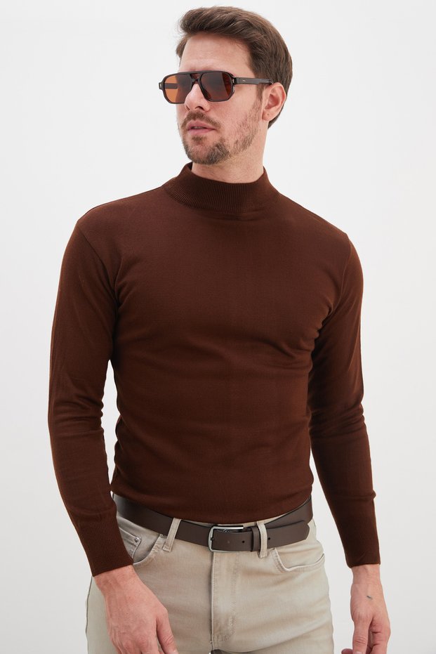 Basic High Neck Regular Fit Knit Sweater