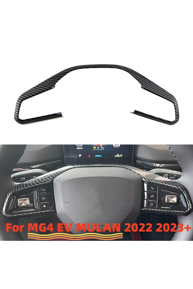 For MG4 MG 4 EV Mulan 2022-2024 Car Steering Wheel Cover ABS Trim Decoration Frame Sticker Carbon Fi