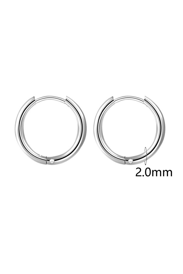 10mm Silver-2 2Pcs Small Hoop Spring Ear Clips Earrings For Women Men Stainless Steel Painless No Pi