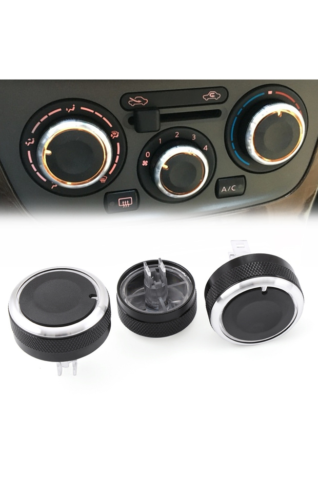 3Pcs/set Aluminum Alloy Car Air Condition Knob AC Button Knob for Nissan TIIDA NV200 LIVINA 04-10 Ge