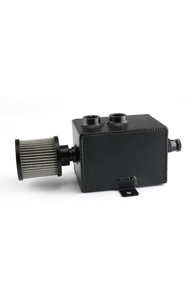1L Black 1L/2L Universal Car Aluminum Oil Catch Can Tank Baffled 10AN with Breather and Drain Tap Sq