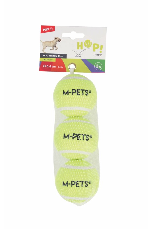 Hop Yellow Tennis Ball Dog Toy Set of 3 6.4 cm