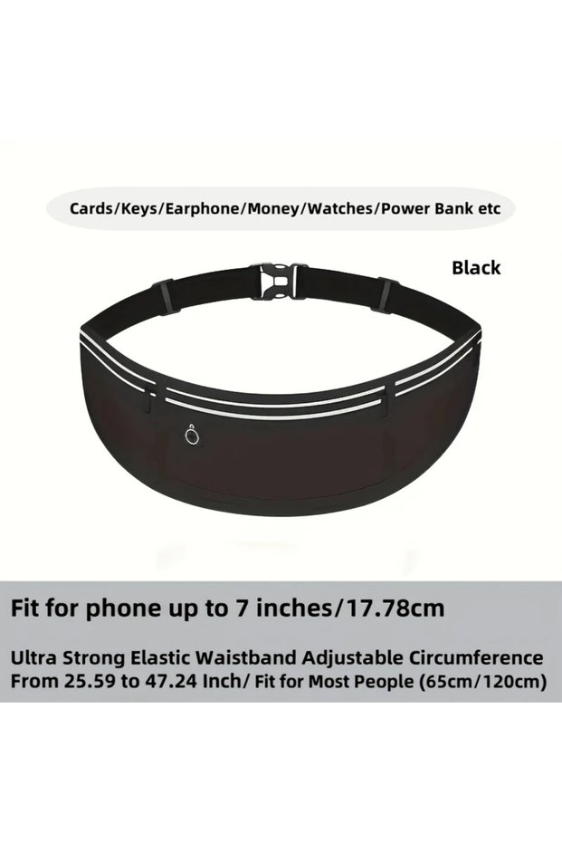 Black Lightweight Running Waist Bag Casual Belt Cycling Waist Pack Mobile Phone Bag Waterproof Gym B