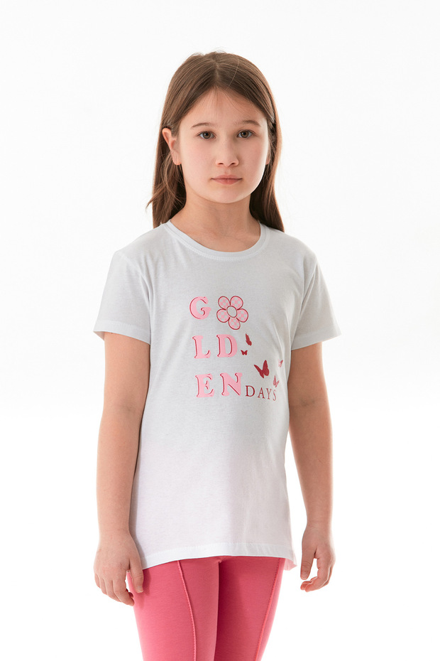 100% Cotton Golden Days Printed Girl's T-Shirt