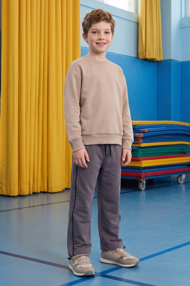 Boys' Sweatpants with Ribbed Cuffs and Stoppers