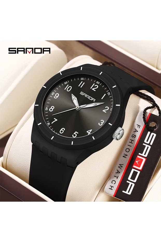 Balck SANDA Fashion Man Sports Watches Unisex Quartz Watch Simple Waterproof 50M Night Light Male Fe
