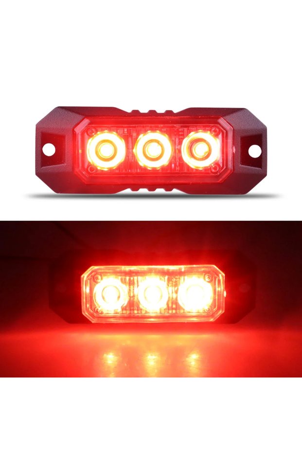 1PCS Red 1PCS 3Led Strobe Warning Light Strobe Grille Flashing Light Truck car accessories headlight