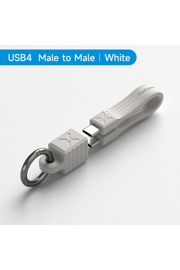 White Hagibis USB 4 Cable Portable Keychain Short USB C to Type C Cable 240W 40Gbps for Thunderbolt