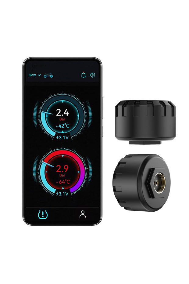 Motorcycle Tire Pressure Monitoring System Bluetooth TPMS for Motorcycles Real-Time Tire Pressure &