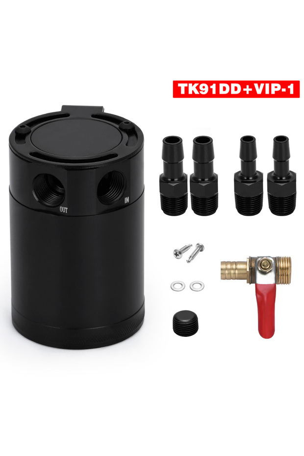 2Port 4fitting DV Universal Oil Catch Can Compact Baffled 2-Port Aluminum Reservoir Oil Catch Tank F