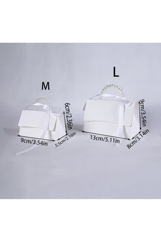 9x5.5x6cm White 10pcs Portable Party Wedding Gift Box Pearl Ribbon Candy Chocolate Handmade Candle B