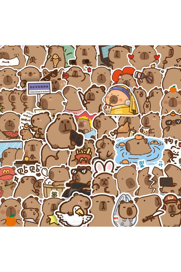 100PCS 100PCS Plump Capybara Cute Stickers Cartoon Animal Decals Scrapbook Laptop Phone Luggage Diar