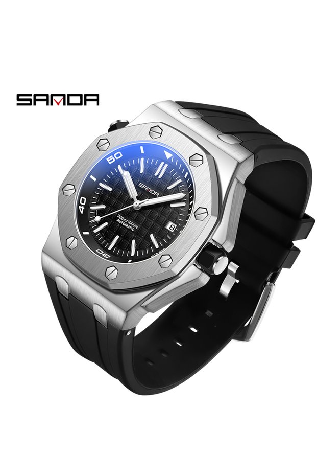 All Black SANDA 7032 Business Men's Quartz Watch Sports Waterproof Calendar Night Light Fashion Men'