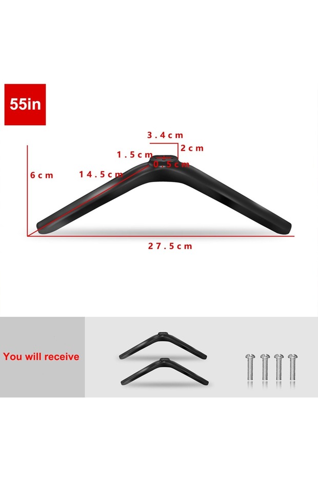 55- Universal TV Base Stand Legs With Screws With Non-slip Pads Television Tabletop Foot Black TV St