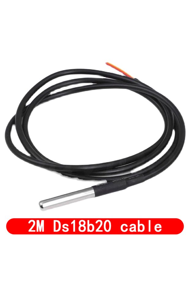 كابل DS18B20 بطول 2 متر، طقم وحدة استشعار درجة الحرارة DS18B20، مقاوم للماء، كابل استشعار رقمي بطول 100 سم، مصنوع من الفولاذ المقاوم للصدأ