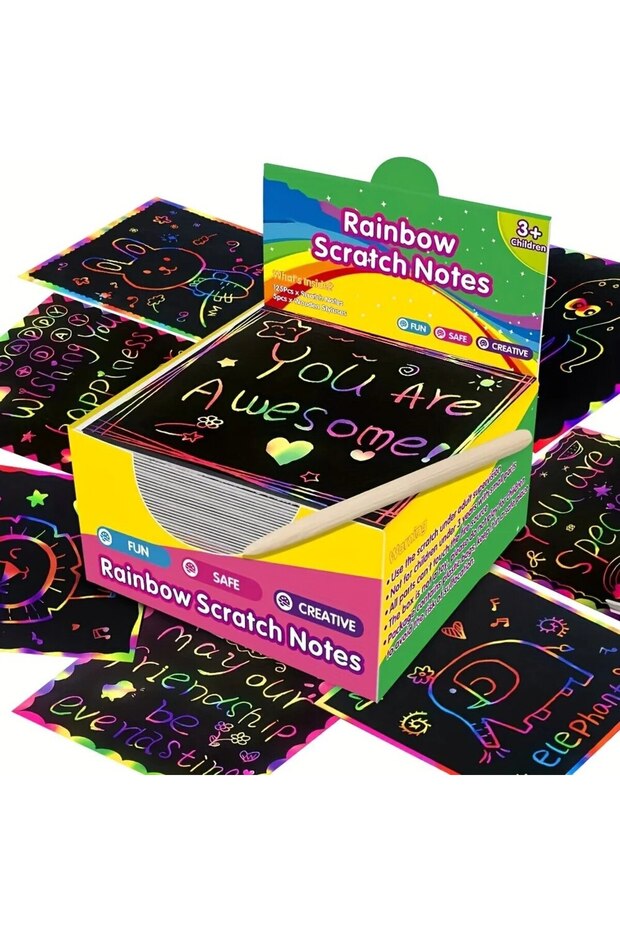 100 Pcs Dazzling Scratch Painting Parent Child Interactive Toys Note Cards Handmade Painting