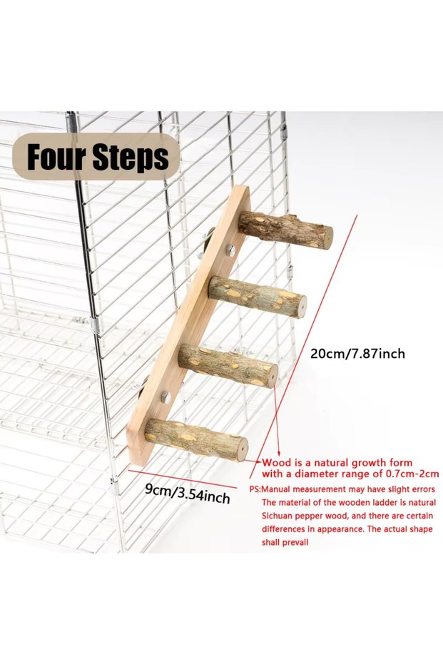 4 Steps 1PC Wood Ladder Pet Interactive Bird Parrot Toy Ladder for Hamster Cage Funny Grinding Stick