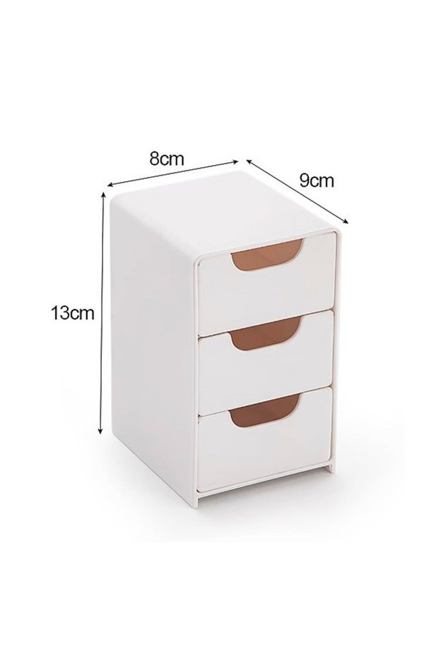 White Desktop Storage Box For Makeup Jewelry Mini Large Capacity Jewelry Box Multifunctional 3-Tier